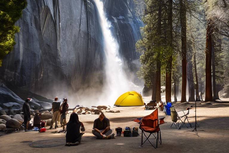 Camping by the Majestic Falls of Yosemite National Park